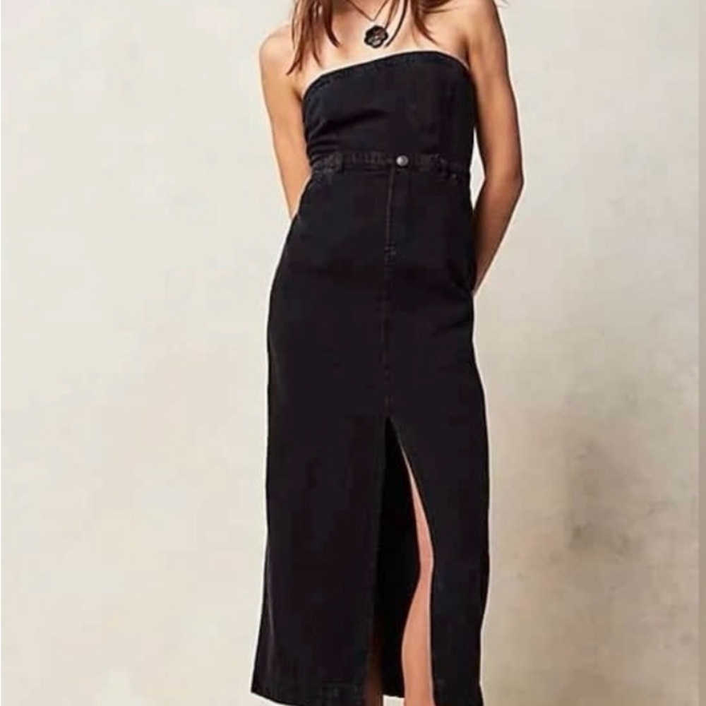 FP Movement by Free People Elegant Black Strapless Dress